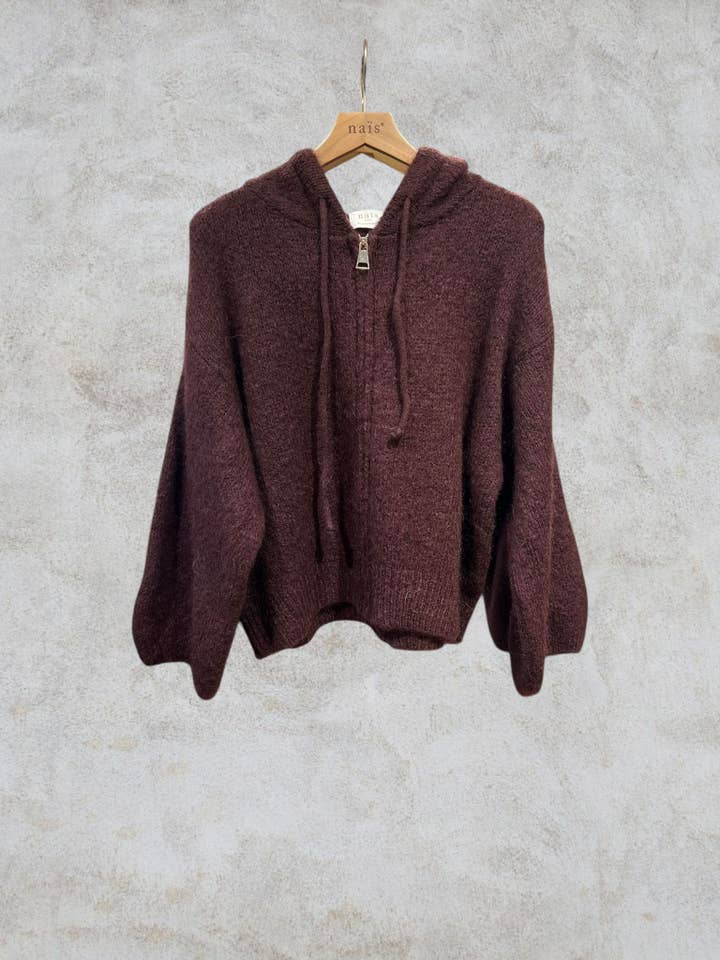 NAÏS PARIS - Vendita all'ingrosso Cardigan - Donna - Cardigan con cappuccio e zip in mohair e lana16