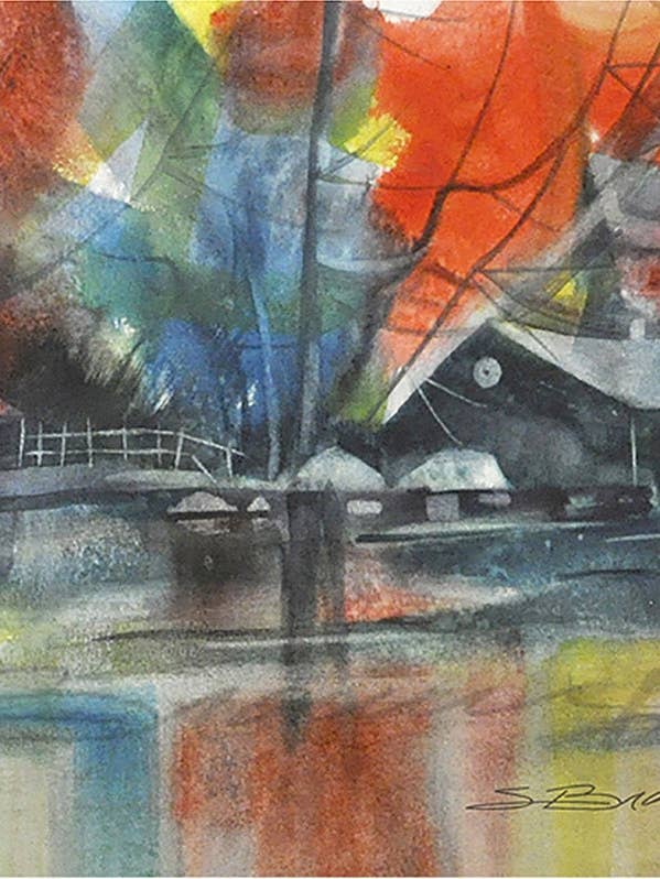 Lake Homes Watercolor Print for wholesale by SBrownART