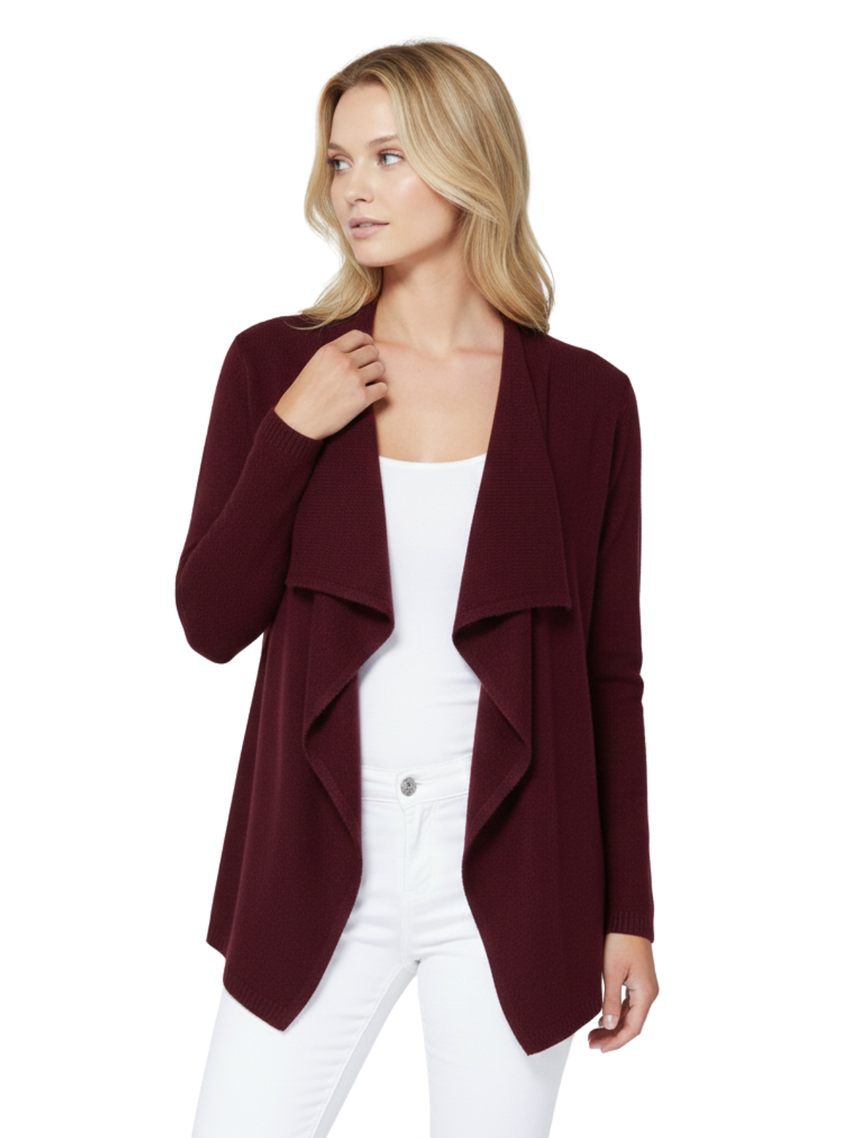 Mak - Wholesale Cardigan - Women's - Long Sleeve Open Front Draped Sweater Cardigan MK82184