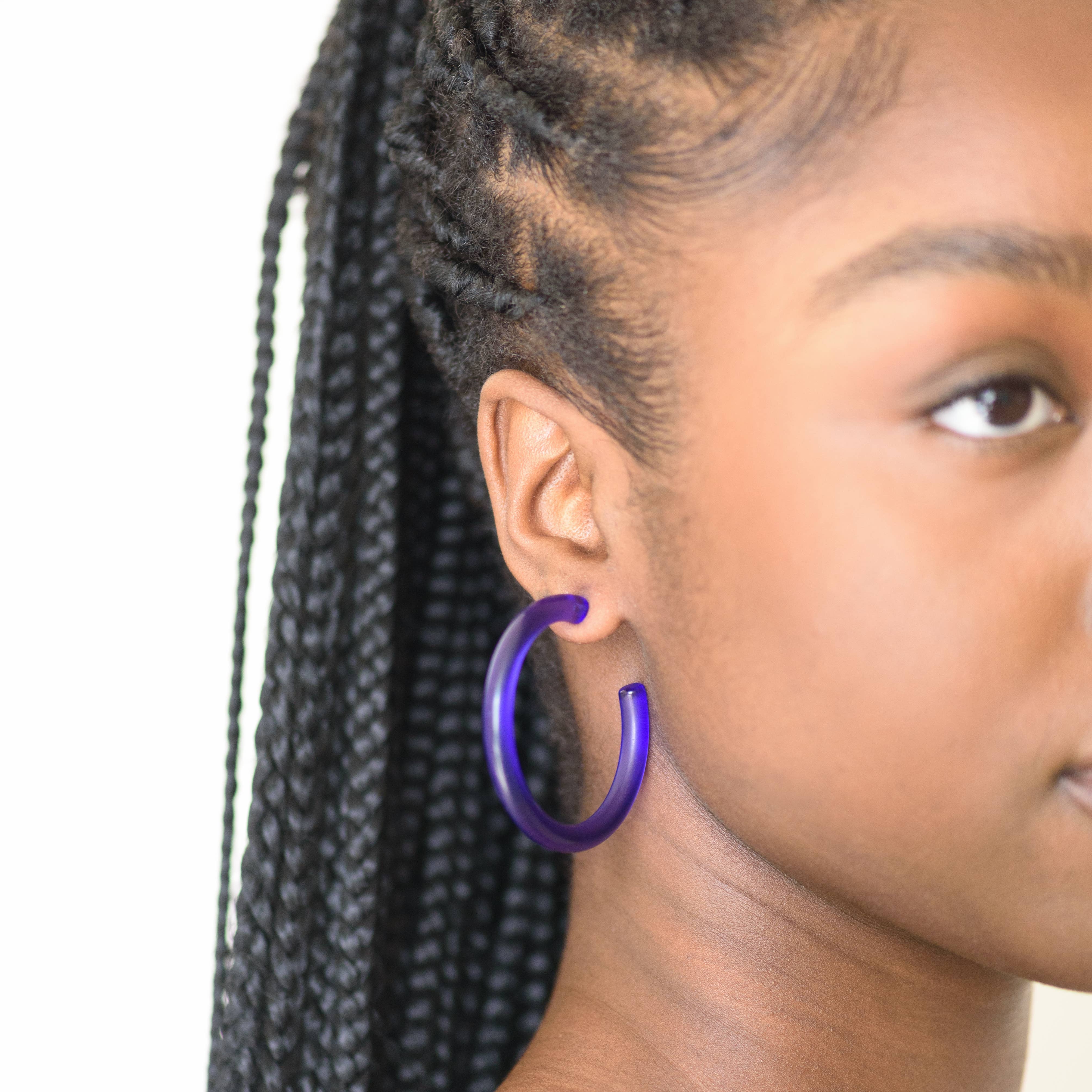 Leetie Lovendale - Wholesale Hoop Earrings - Yellow Lucite Extra Large Jelly Tube Hoop Earrings - 2 inch7