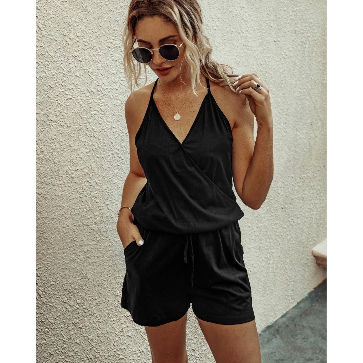 Supreme Fashion - Wholesale Romper - Women's - Button Sleeveless Spaghetti Strap Cami Romper4