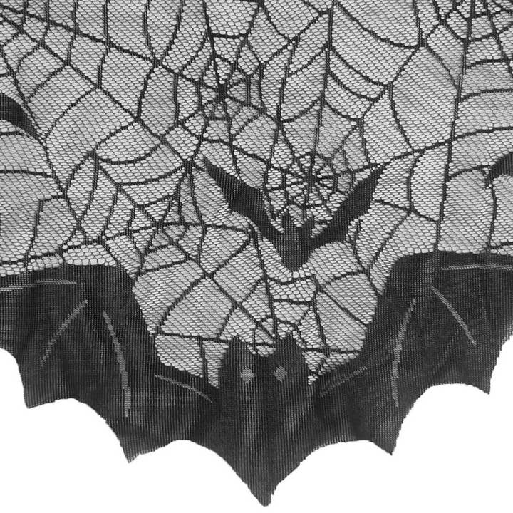 Black HALLOWEEN MANTEL BAT LACE TABLE RUNNER_CWMM1725 for wholesale on Faire5