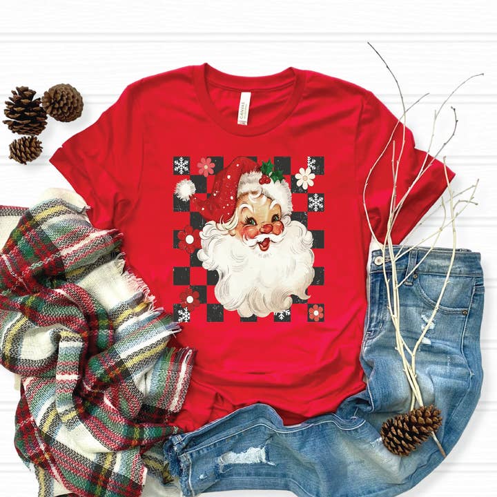 Tee de Papai Noel Xadrez por atacado de Southern Attitude Designs Inc