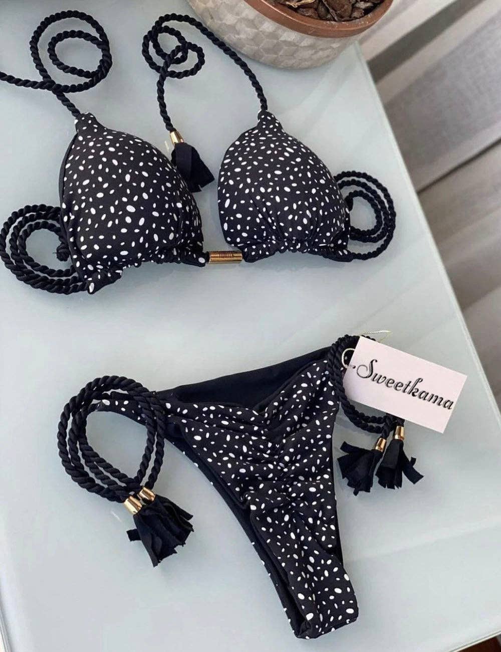 Sweetkama - Wholesale Two Piece Swimsuit - Women's - Ladies String Tie Halter Strap Sexy Bikini Set GY029