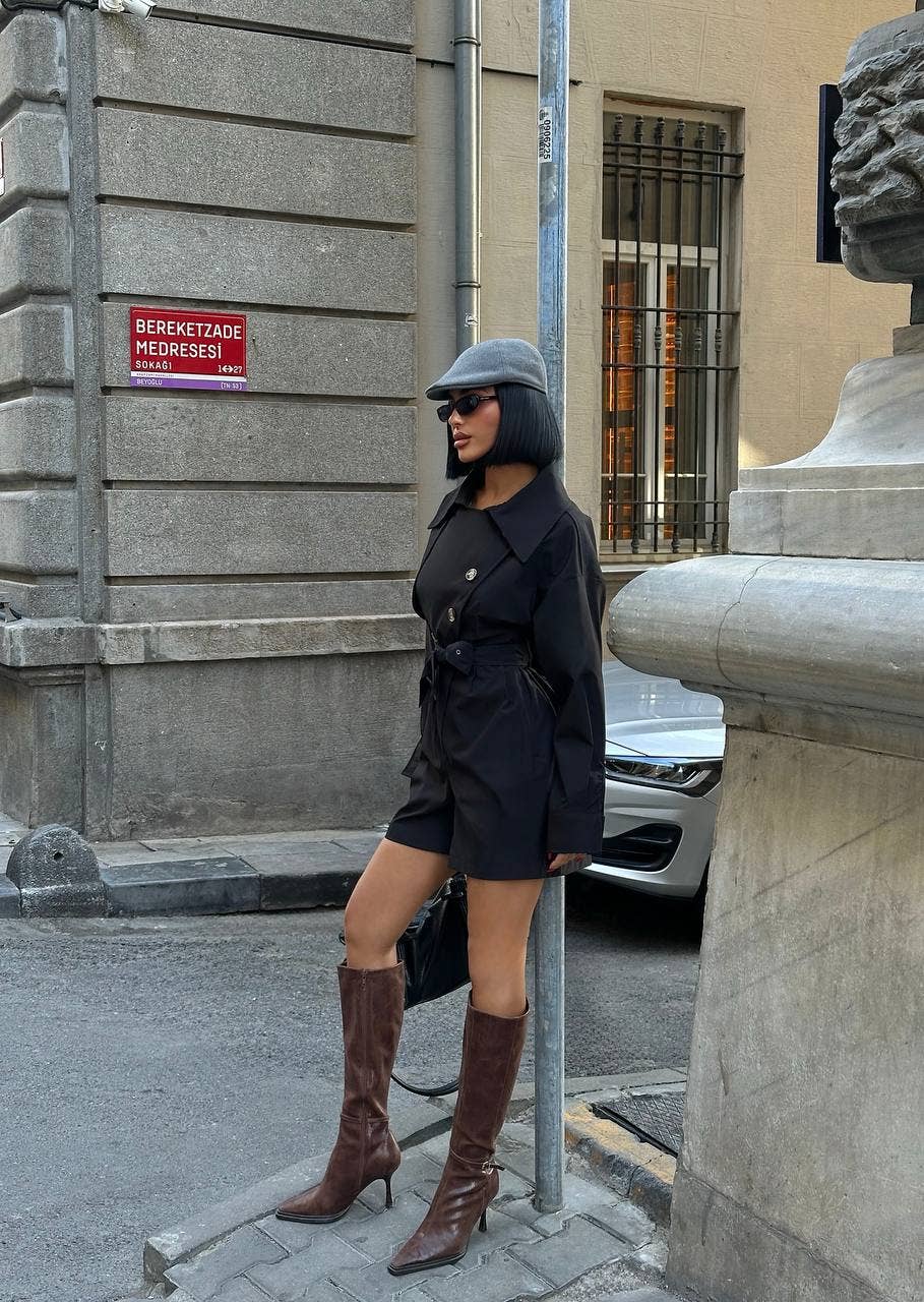 Standpoint Top - Wholesale Romper - Women's - Urban Allure Romper Tailored Belted Trench Style - 12523