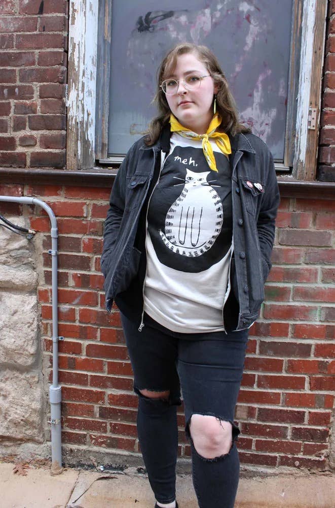 Yonder Studios - Wholesale Screen Printed T-Shirt - Women's - Meh Cat Shirt3