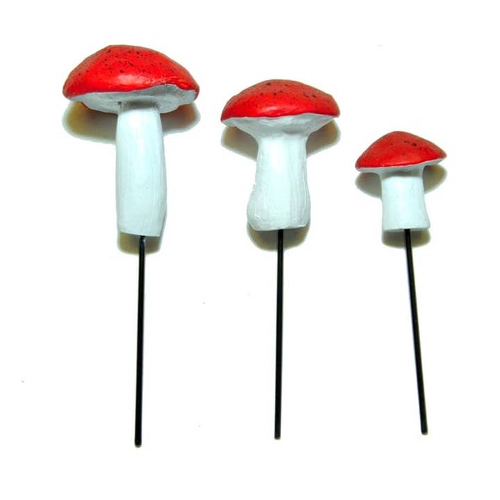 Mini Fairy Garden Mushrooms Set of 3, Metal Miniatures for wholesale by G & F Products