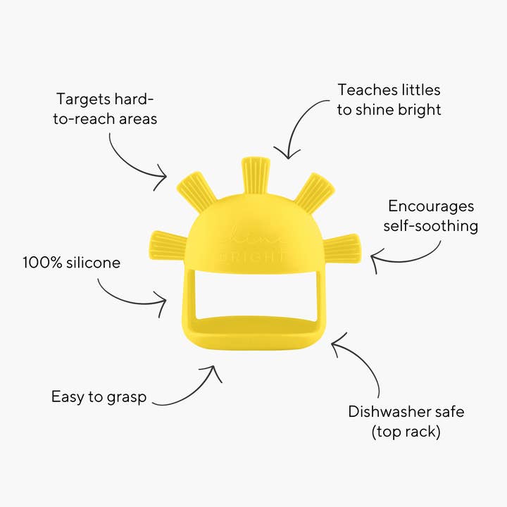 Yellow Shine Bright Teething Mitt for wholesale on Faire1