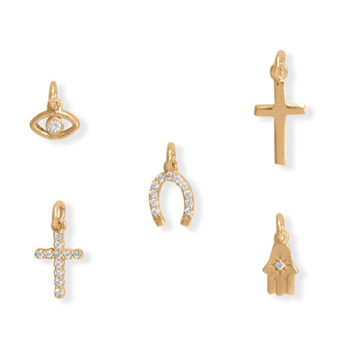 Charm-Set „Kreuz, Böses Auge“, „Hamsa“ und „Hufeisen“ für den Großhandel von Silver Stars Collection