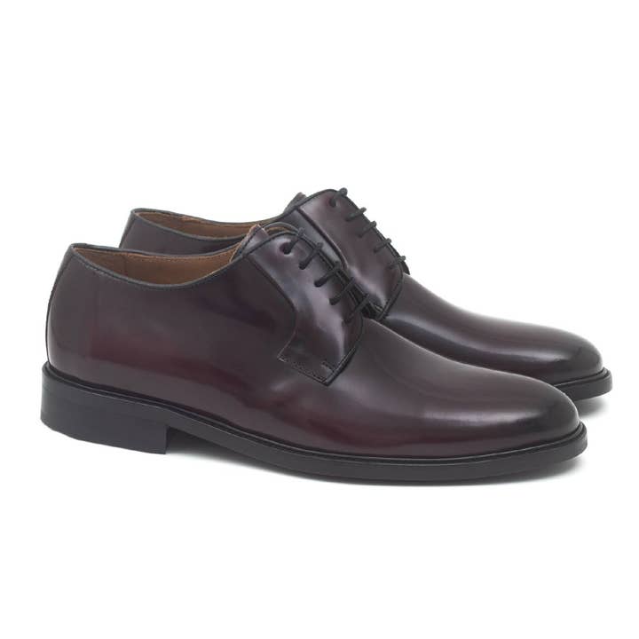 Derby aus burgunderfarbenem Leder CR-22159-BURGUNDY für den Großhandel von Caramelo Shoes