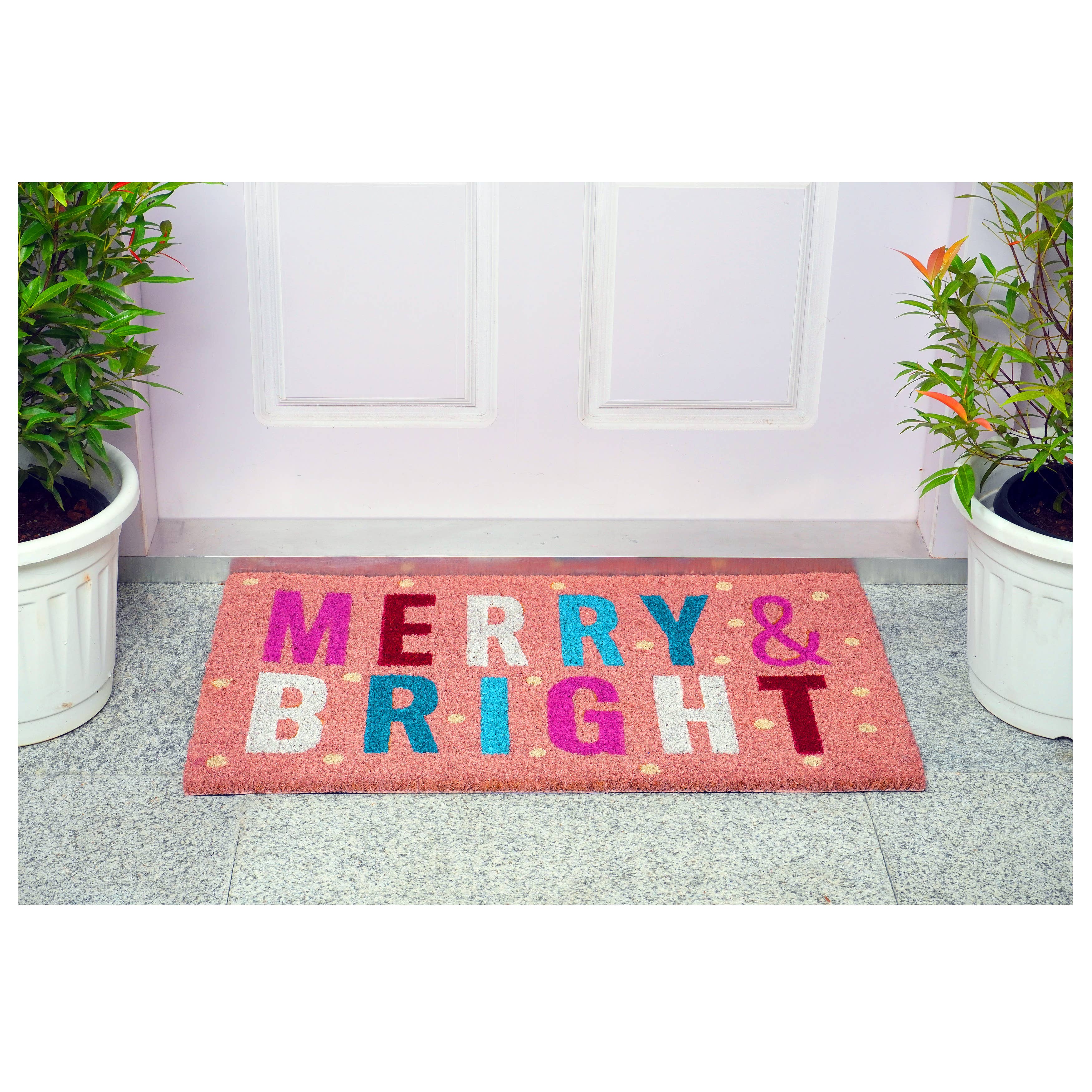 Calloway Mills – wholesale Door mat – Pink Christmas Merry & Bright Doormat3