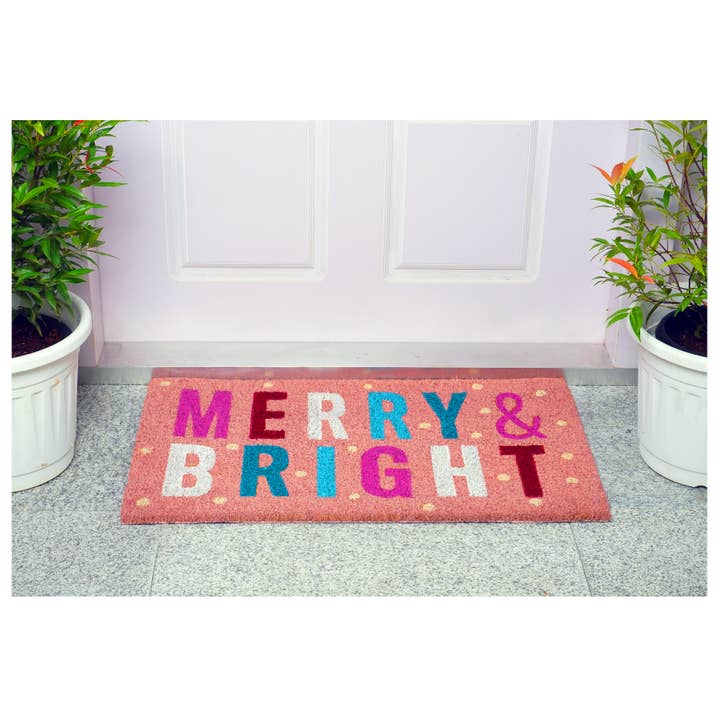 Calloway Mills - Wholesale Door Mat - Pink Christmas Merry & Bright Doormat3