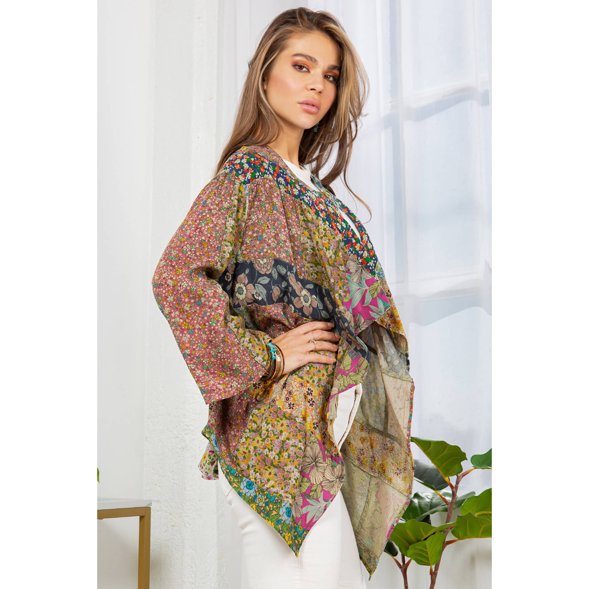 Young Threads - Wholesale Kimono - Women's - Patchwork Kimono Cardigan With 3/4 Sleeve6