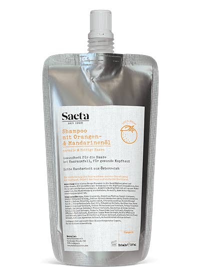Shampoo con olio di arancia e madarina (sacchetto di ricarica) 200ml per la vendita all'ingrosso da parte di Saeta