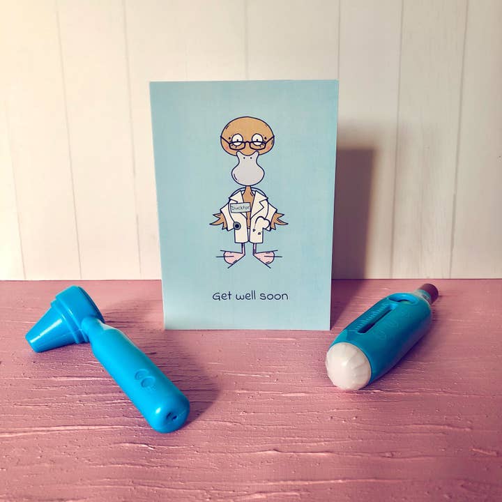 Get Well Soon Greeting Card for wholesale by Quack Animal Art