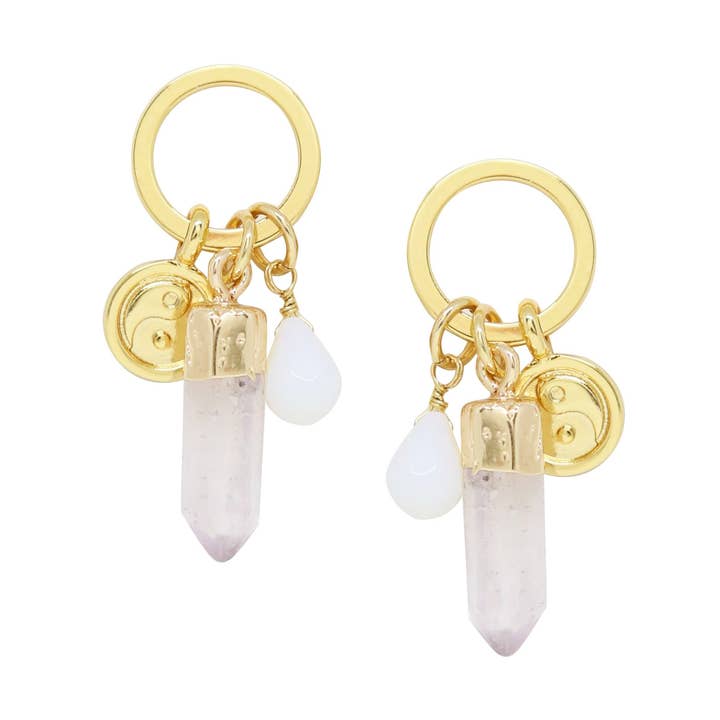 Opal & Gold Charm Earrings for wholesale by CHARGED
