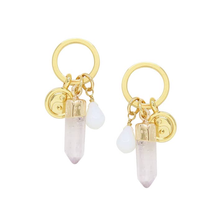 Opal & Gold Charm Earrings for wholesale by CHARGED