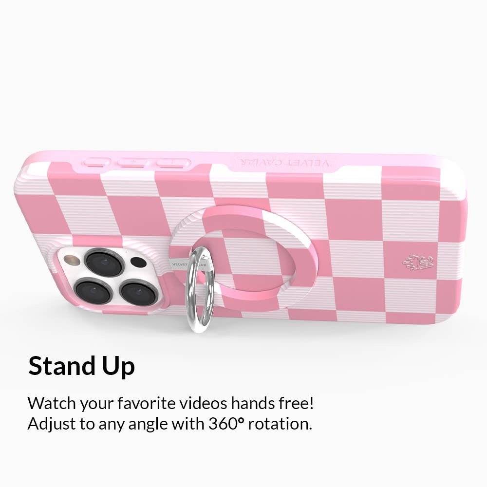 VELVET CAVIAR - Wholesale Phone Grip - Magnetic Phone Ring & Stand - Pink Vibe Checkered2