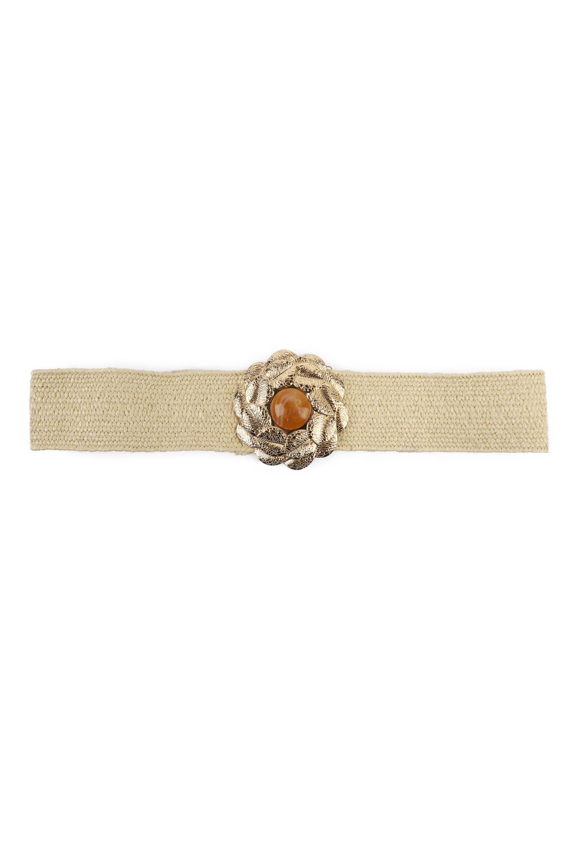PHANIE MODE - Wholesale Belt - Women's - Elastic Straw Effect Belt with Flower Buckle C-261511