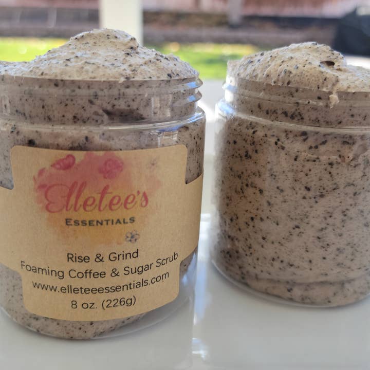 Rise & Grind Foaming Coffee & Sugar Scrub for wholesale by ElleTee's Essentials