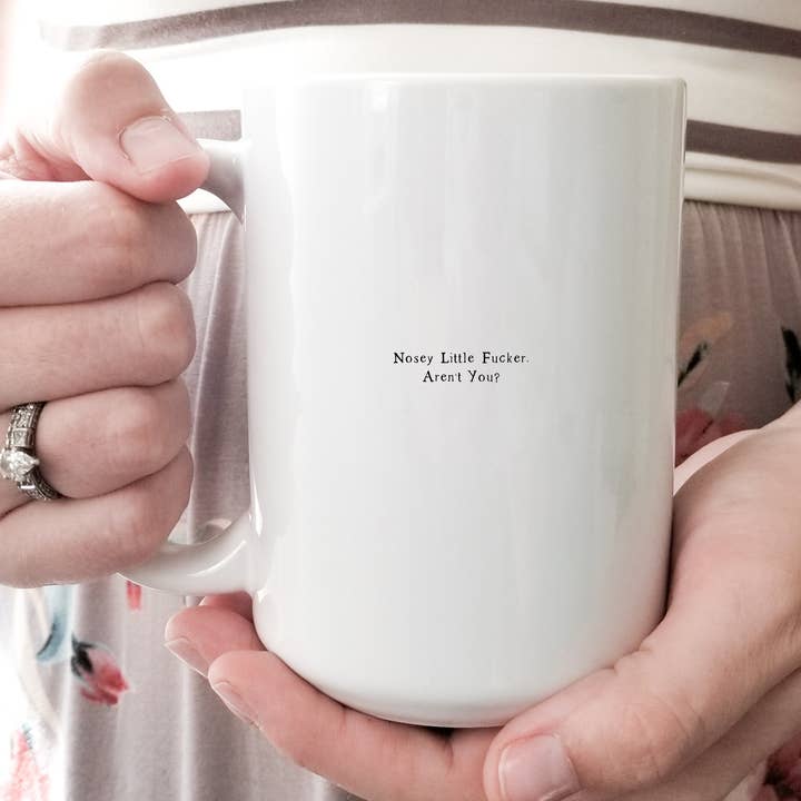 Nosey Little Fucker Aren't You? 15 oz Mug for wholesale by Love You a Latte Shop