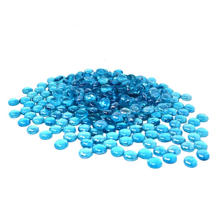 Tsyware - Wholesale Spiritual Stone/Crystal - 1Lb (1 Bag) Flat Glass Marble Ocean Blue Color Glass Pebble