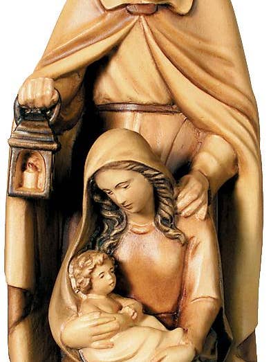 Small traditional wooden Holy Family for wholesale by Dolfi