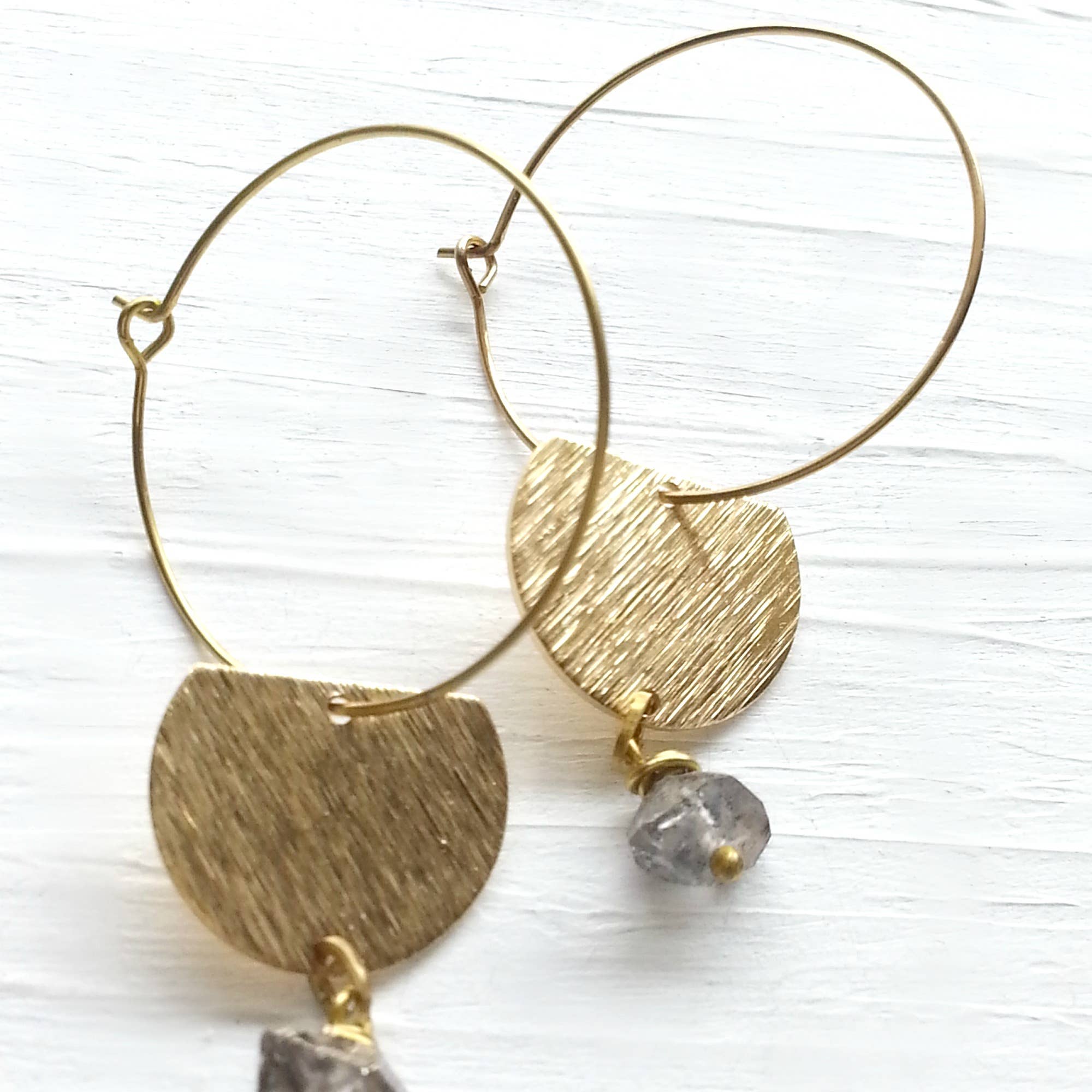 Rose and Della - Wholesale Dangle Earrings - Hoop and Semi Circle Earrings with Quartz Stones2