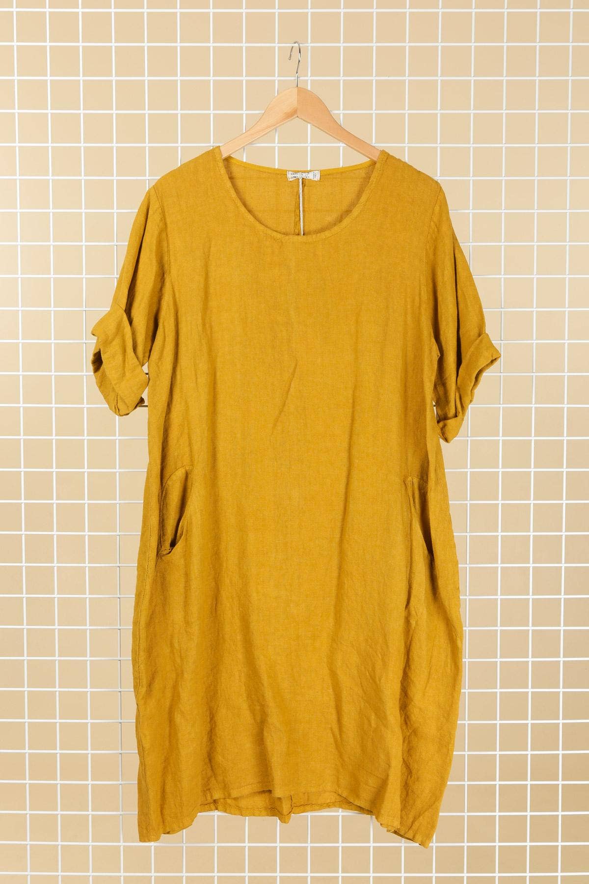 la maison des fibres naturelles - Wholesale Dress - Women's - Round neck dress in 100% linen 676116