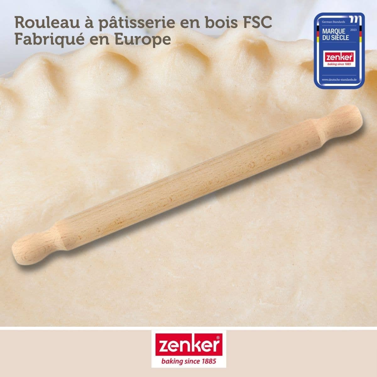 Zenker - Wholesale Rolling Pin - Zenker SmartPastry FSC Certified Wood Rolling Pin 35cm2