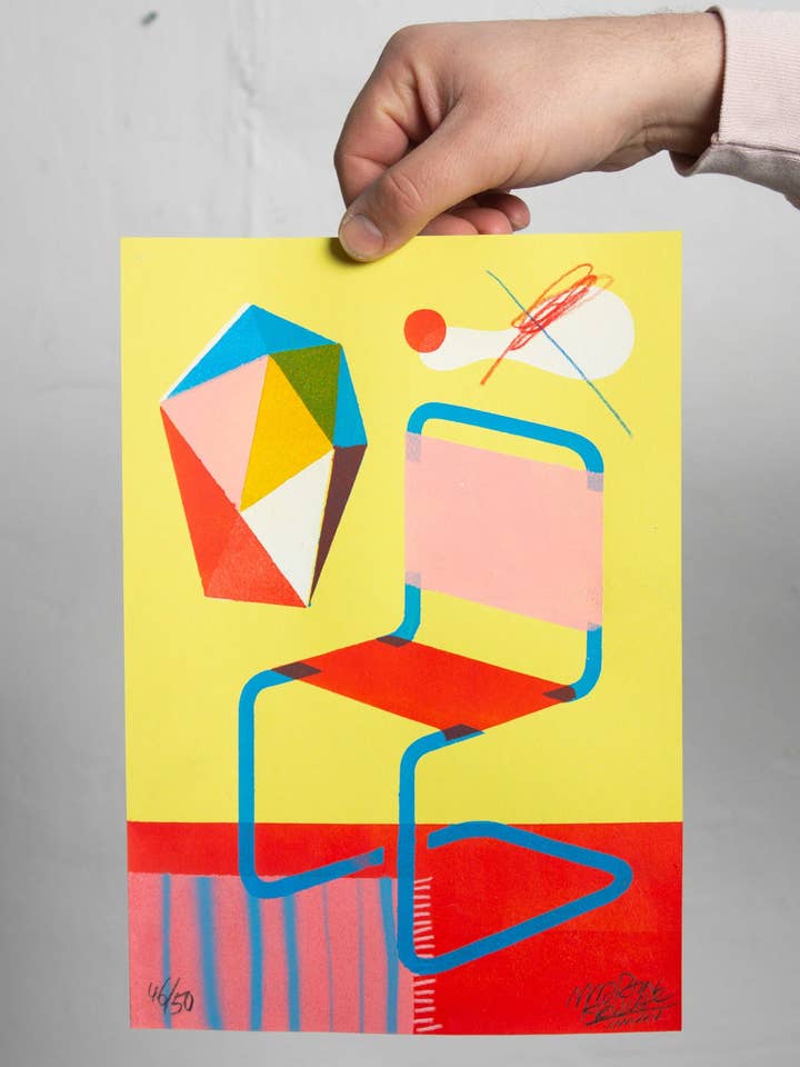 Stampa stencil "Poltrona" DINA4 (21 x 29,7 cm) per la vendita all'ingrosso da parte di Martin Krusche Illustration