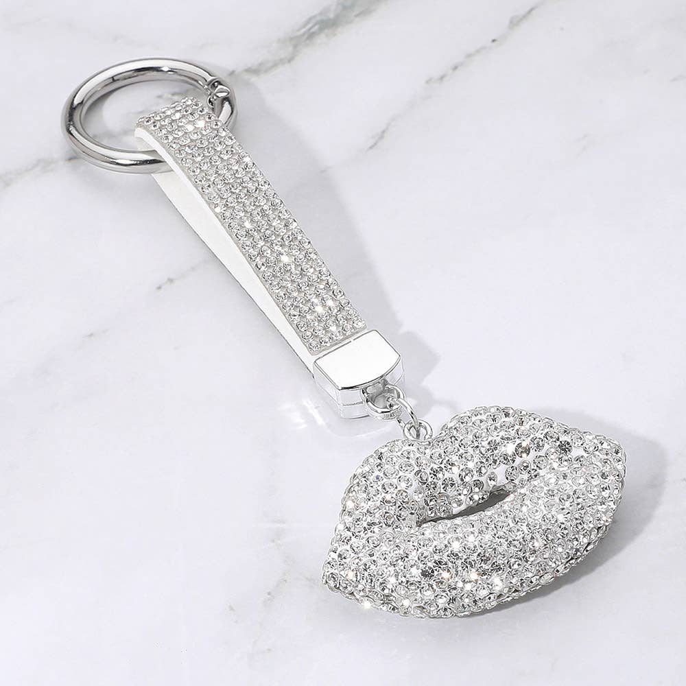 Sensibling Corp. - Wholesale Keychain - Women's - Bling Studded Lips Keychain / Bag Charm1