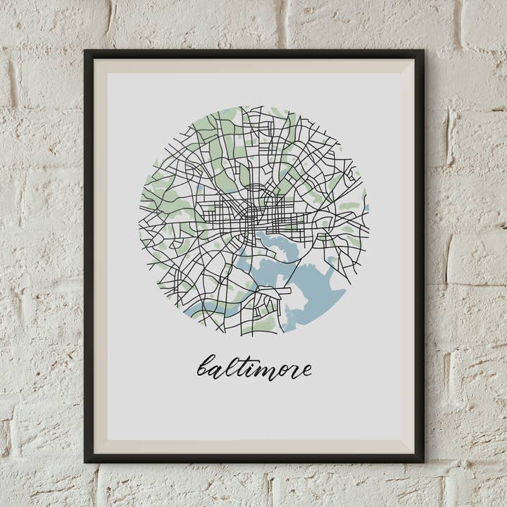 Baltimore, Maryland Map Print for wholesale by Sophie Kaplan