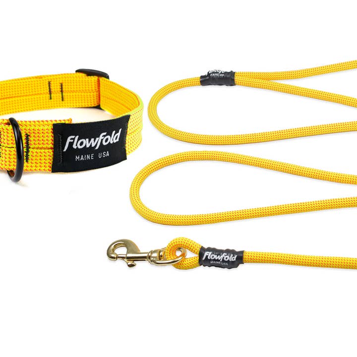 Flowfold – wholesale Halsband - Hund – Återvunnet Klättring Rep Hundhalsband - Gul2