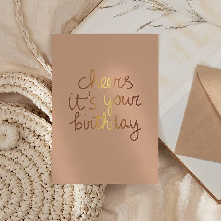 Card | With gold foil | Cheers it's your birthday for wholesale by NynkeOntwerpt