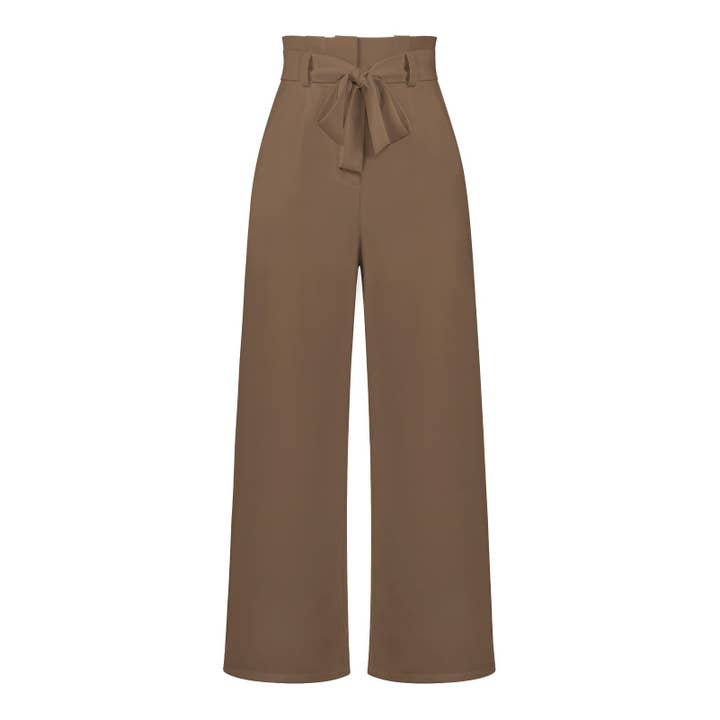 Suhkasana - Wholesale Pants - Women's - Women's Wide-Leg Trousers with Belt Casual Commuter Pants5