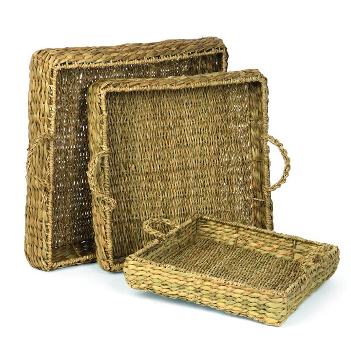 Set of 3 Seagrass Trays w/Side Handles for wholesale by Willow Group