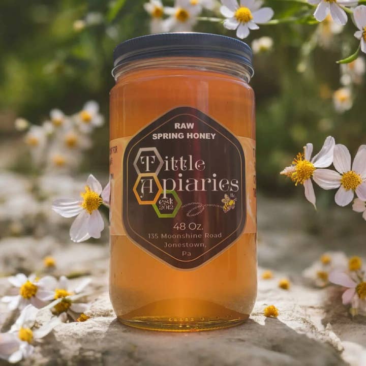 Raw PA Spring Honey - 45 oz Glass Jar for wholesale by Tittle Apiaries, LLC
