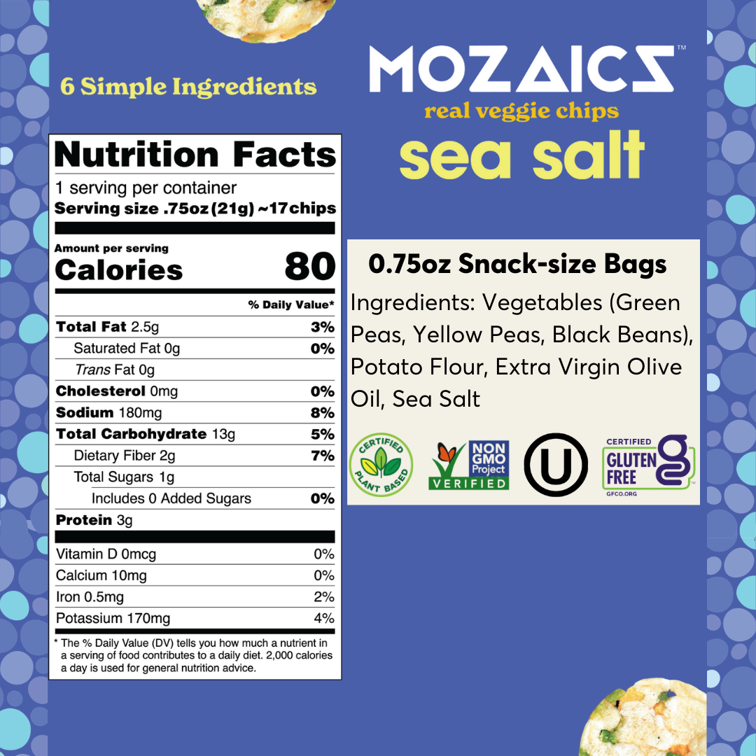 Veggicopia - Wholesale Chips - Mozaics Sea Salt Real Veggie Chips 0.75oz Single Serve3