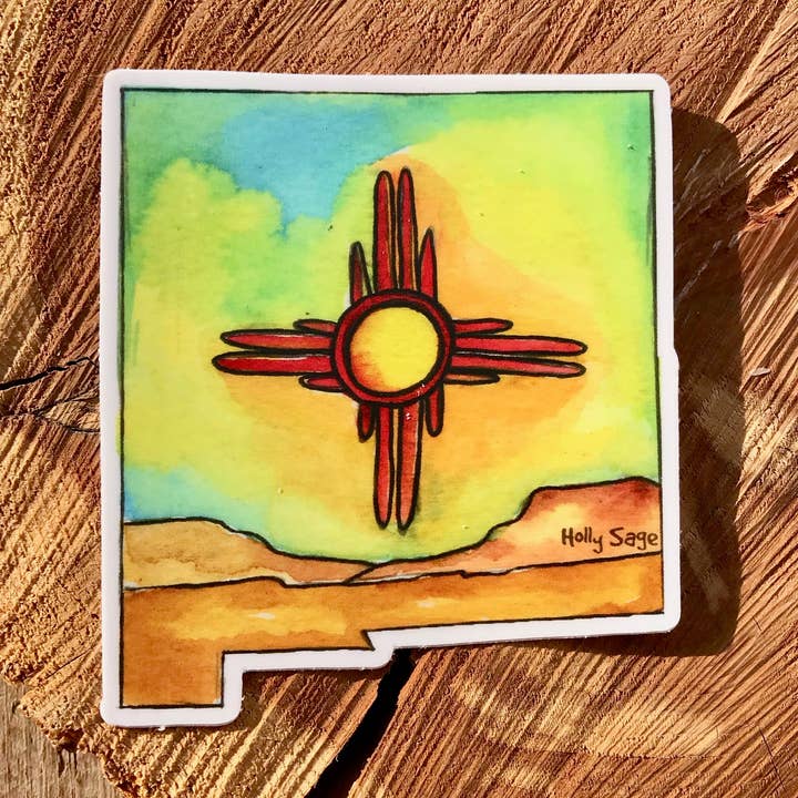 Autocollant Zia État du Nouveau-Mexique pour la vente par Holly Sage Art