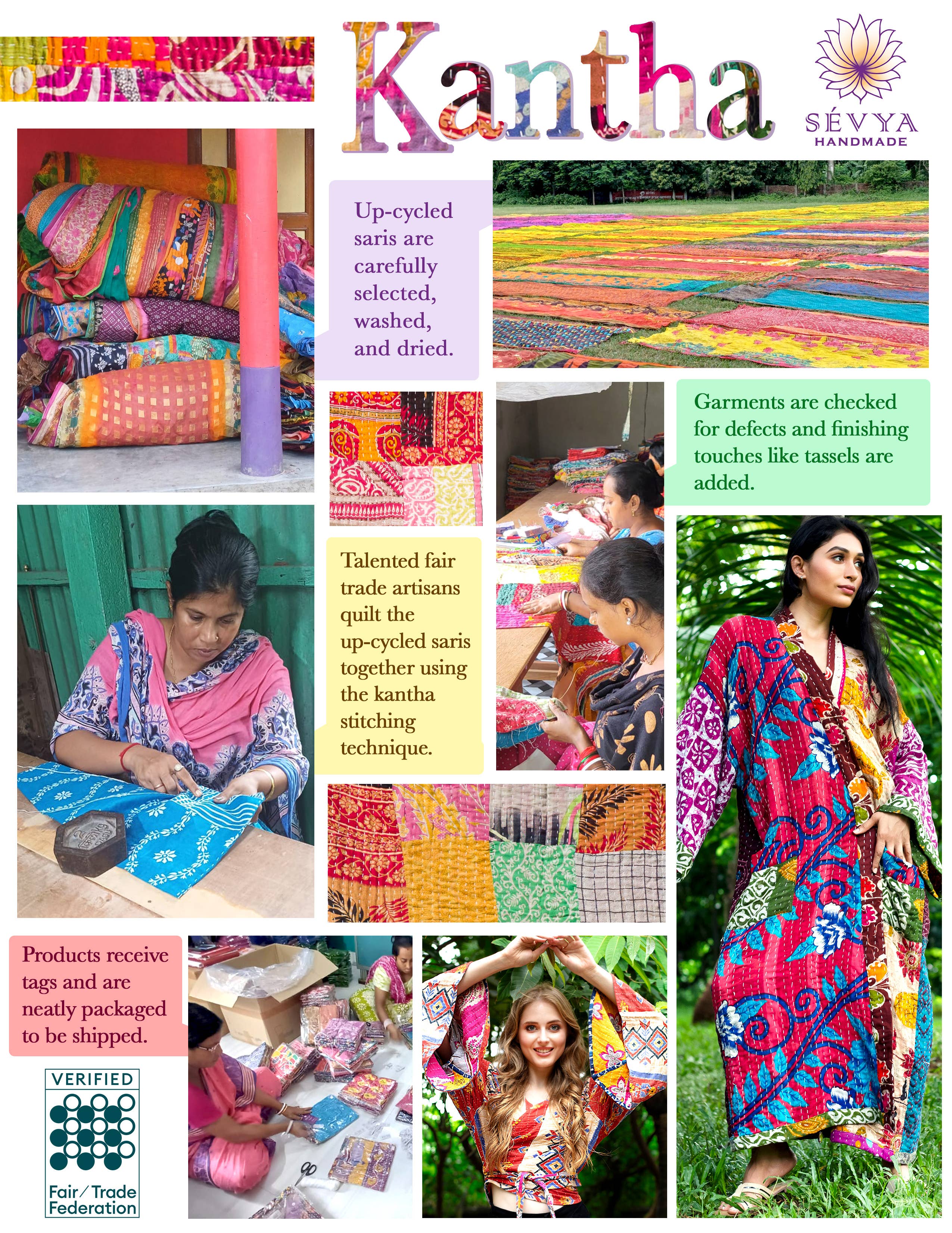 Sevya Handmade – wholesale Axelväska - Dam – Silkesväska Kantha med pom pom-detaljer9