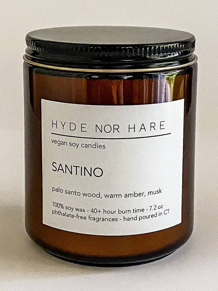SANTINO vegan soy candle for wholesale by HYDE NOR HARE