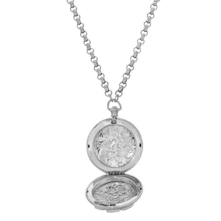 1928 Jewelry - Wholesale Pocket Watch - Women's - 1928 Jewelry Deco Lux Crystal Pocket Watch Locket 28"