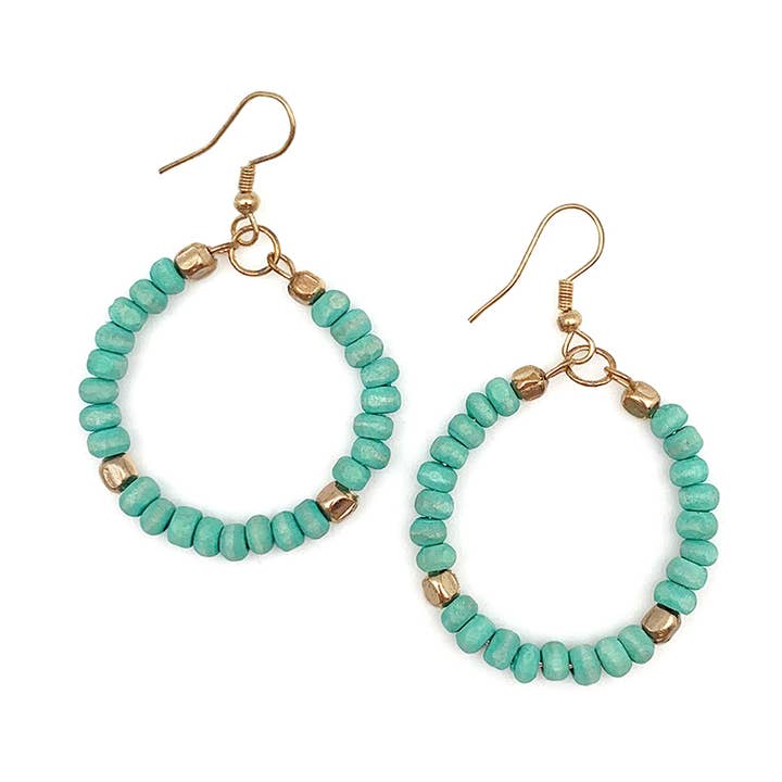 Sachi Chromatic Hues - Sea Green Hoop Earrings for wholesale by Anju Jewelry