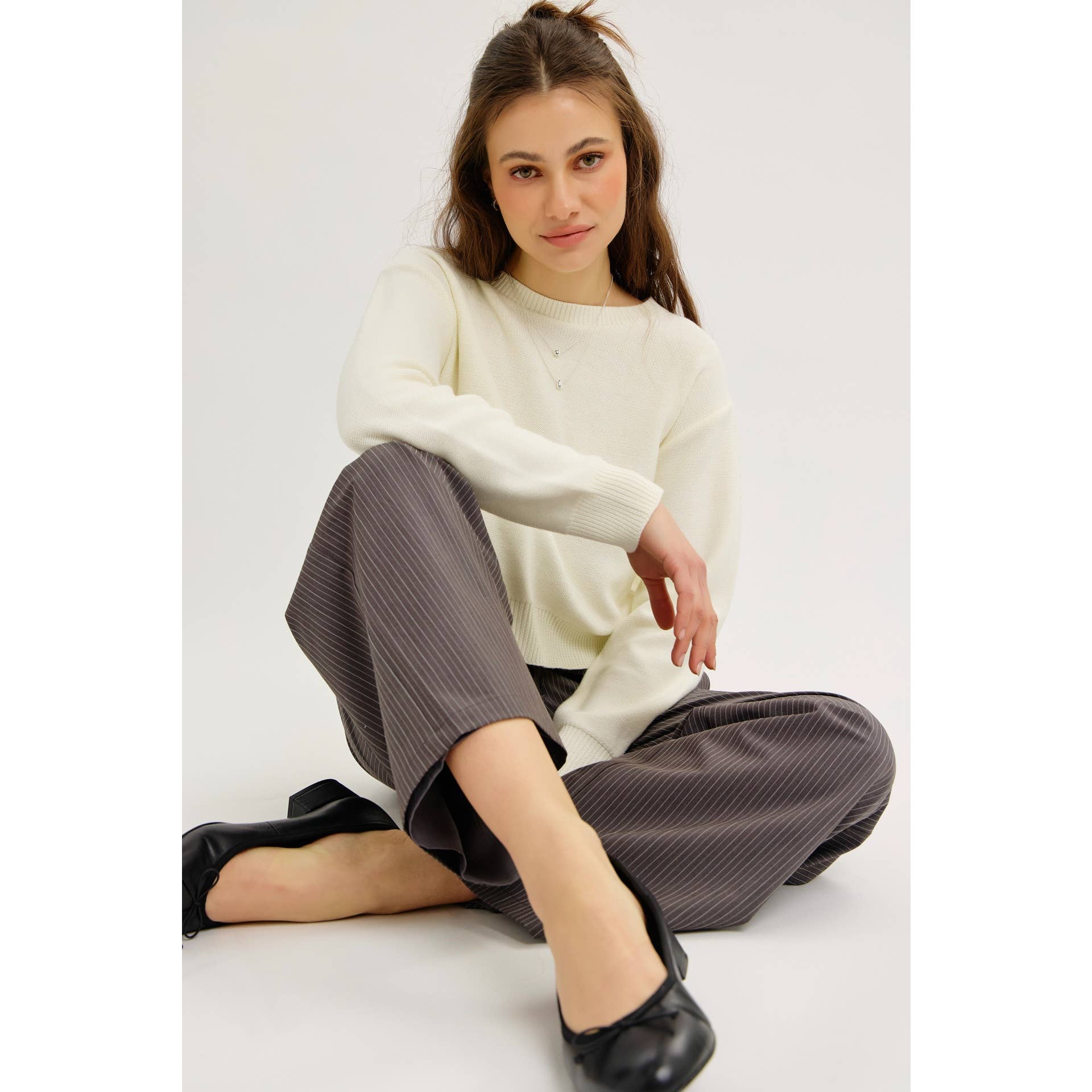 idem ditto – Pulôver - Mulher por atacado – TOP DE MALHA COM LAÇO NAS COSTAS E DECOTE REDONDO EM CONTRASTE16