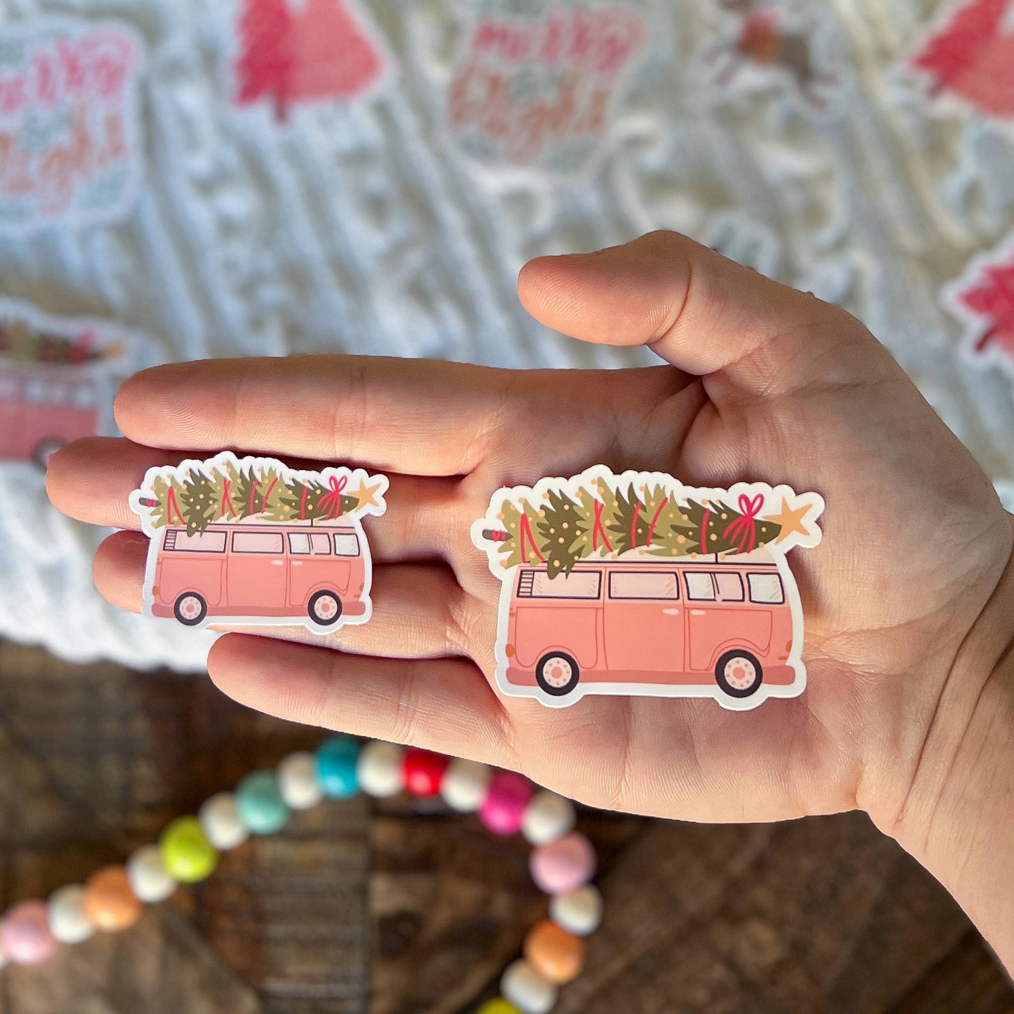 Little Turkey Shoppe - Vente Autocollant - Autocollant de Noël en vinyle Boho Pink1