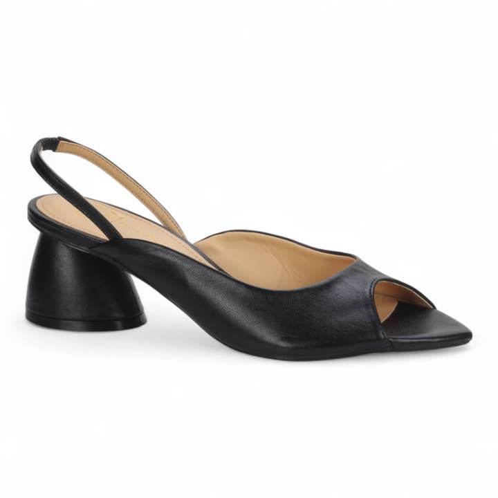 Escarpin sling-back en cuir noir 57212 pour la vente par Bruno Menegatti