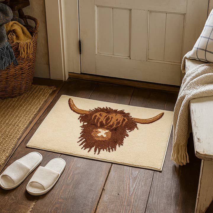 Highland Cow Mat Non Slip Bath Mat - Fun Door Mat for wholesale by Allure Bath Fashions