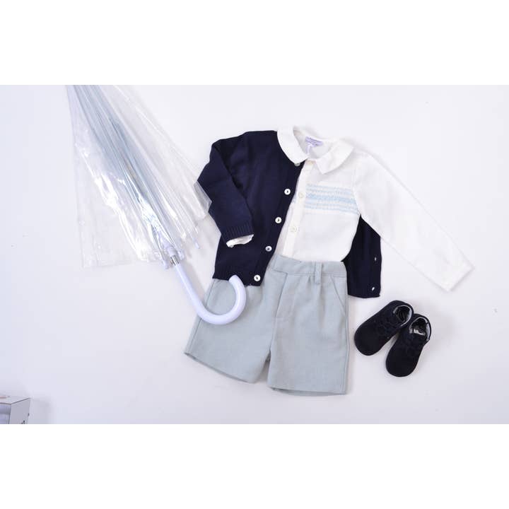 Jungen-Set Benoit in mintgrünem Fischgrät-Wollstoff für den Großhandel von Kidiwi handmade