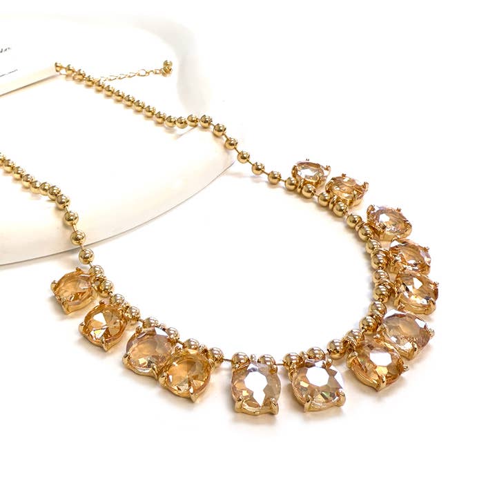 StarryNYC - Wholesale Beaded/pearl necklace - Crystal Glass Bead Dangle Station Ball Beaded Chain Necklace22